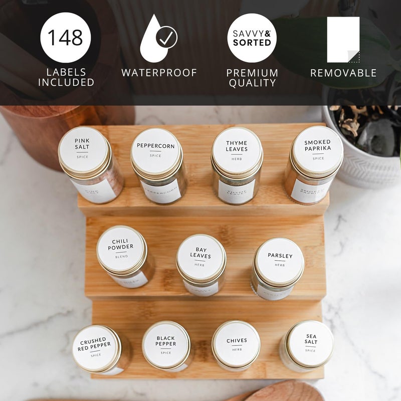 SAVVY & SORTED Minimalist Round Spice Labels for Lids - 140 Spice Jar Labels for Spice Containers - Waterproof Kitchen Labels for Spice Jars - Spice Organization Labels Herb Seasoning Pantry Labels - Image 4