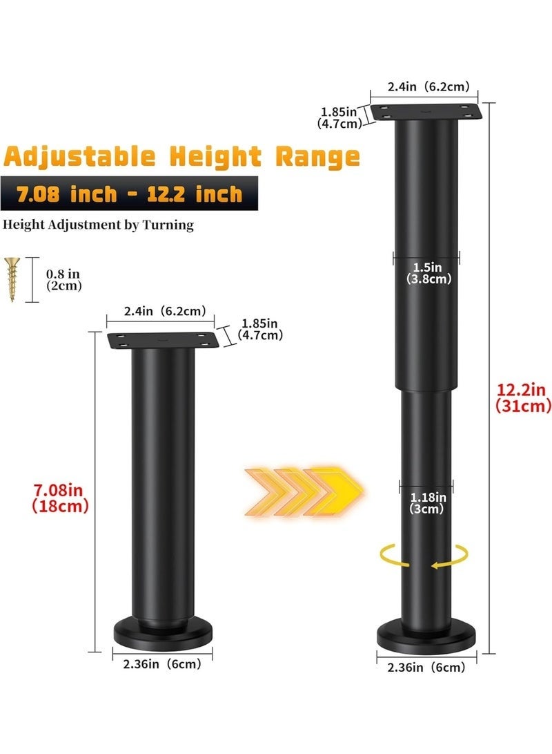 Arabest Adjustable Furniture Legs, 4PCS Adjustable Height Bed Frame Support Legs Bed Center Slat Support Legs Durable Furniture Foot for Bed Sofa Chair Table Furniture Cabinet Replacement Support - Image 2