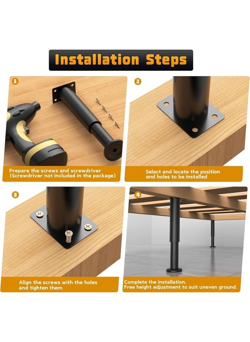 Arabest Adjustable Furniture Legs, 4PCS Adjustable Height Bed Frame Support Legs Bed Center Slat Support Legs Durable Furniture Foot for Bed Sofa Chair Table Furniture Cabinet Replacement Support - Image 3