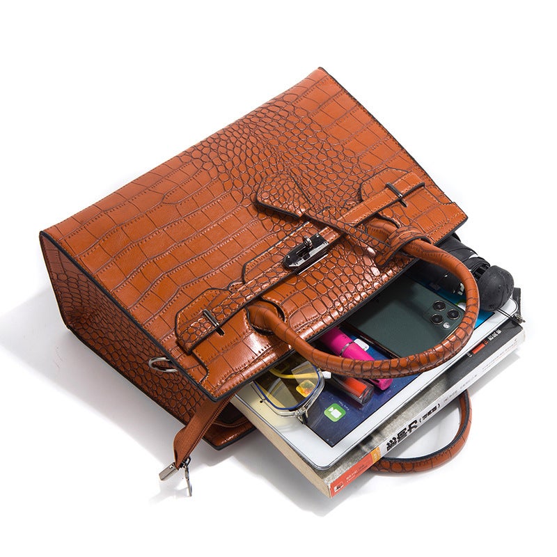 Women's Crocodile Pattern PU Shoulder Bag 3-Piece Set - Image 4