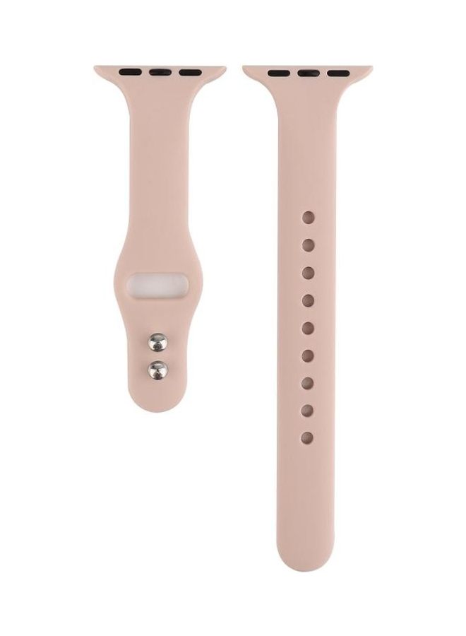 NIBEMINENT Thin Silicone Double Buckle Replacement Wrist Strap For Apple Watch Series 7/6/5/4/3/2/1/SE 38/40/41mm Sand Pink  - Image 2