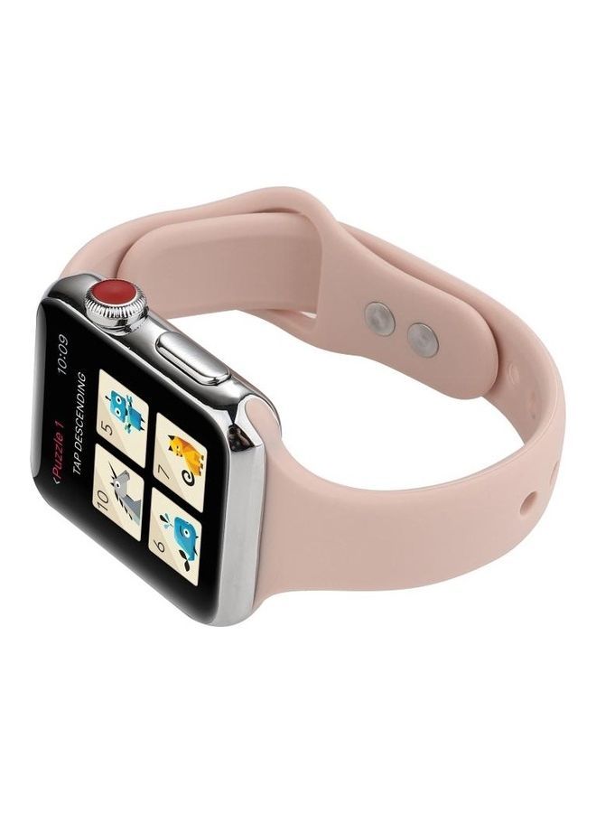 NIBEMINENT Thin Silicone Double Buckle Replacement Wrist Strap For Apple Watch Series 7/6/5/4/3/2/1/SE 38/40/41mm Sand Pink  - Image 5