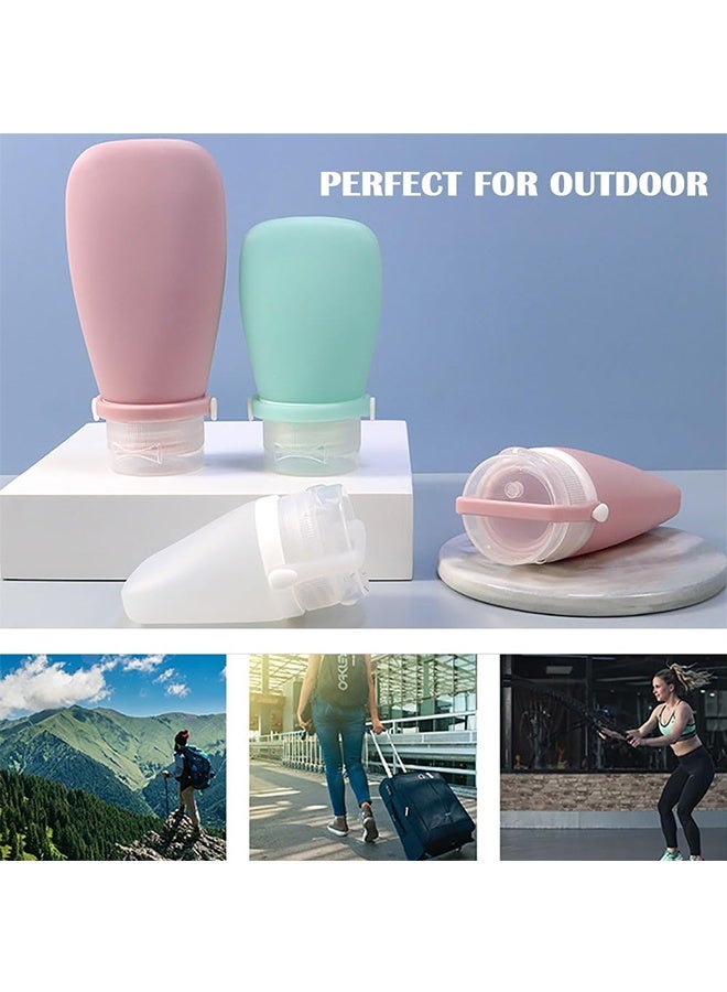 JCB CHIC 4 عبوات سفر محمولة لمستلزمات النظافة الشخصية، عبوات مستلزمات النظافة الشخصية المعتمدة للحمل على متن الطائرة بسعة 90 مل، أنابيب سيليكون قابلة للضغط ومقاومة للتسرب، إكسسوارات سفر قابلة لإعادة التعبئة لشامبو وسائل الاستحمام - Image 3