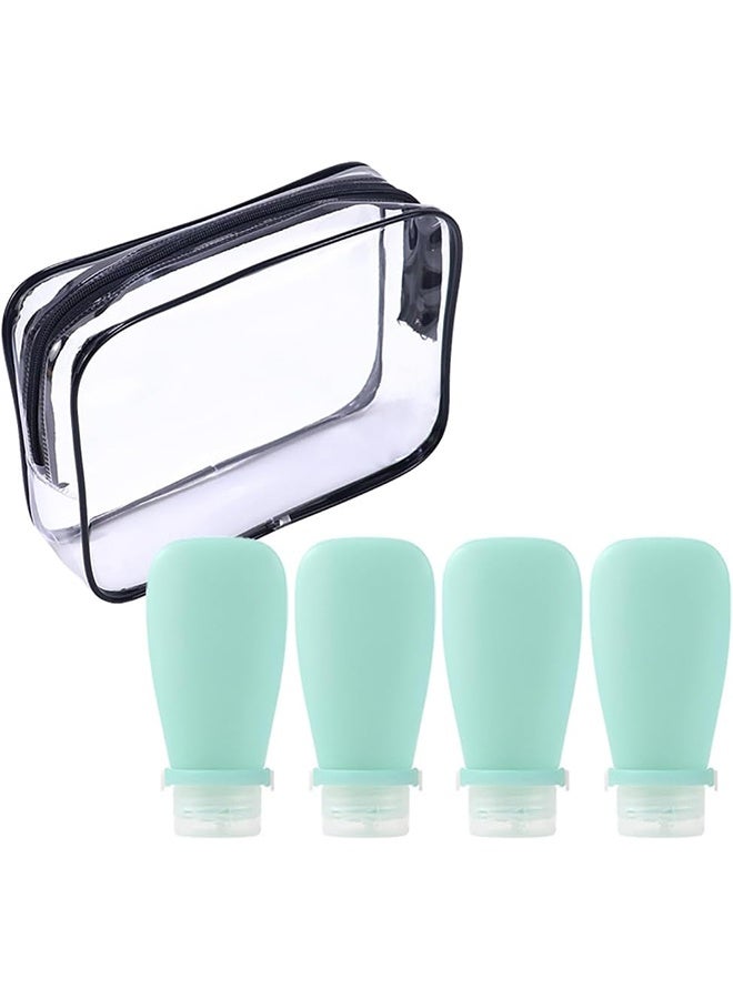 JCB CHIC 4 عبوات سفر محمولة لمستلزمات النظافة الشخصية، عبوات مستلزمات النظافة الشخصية المعتمدة للحمل على متن الطائرة بسعة 90 مل، أنابيب سيليكون قابلة للضغط ومقاومة للتسرب، إكسسوارات سفر قابلة لإعادة التعبئة لشامبو وسائل الاستحمام - Image 1