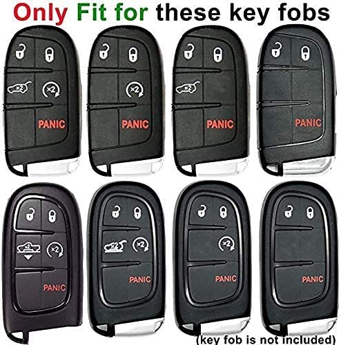 Autophone Compatible with Jeep Key Fob Cover with Leather Keychain Soft TPU Protection Key Case for Grand Cherokee Renegade Chrysler 200 300 Dodge RAM Durango Challenger Journey Dart Fiat Smart Key Pink - Image 2
