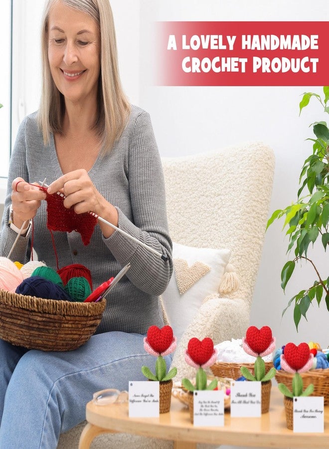 Soulchen 6 Set Graduation Inspirational Gifts Bulk Positive Heart Crochet Flower with Inspirational Card Thank You Teacher Gifts for Students High Middle Medical Nurse School Grade Party Favors - Image 5