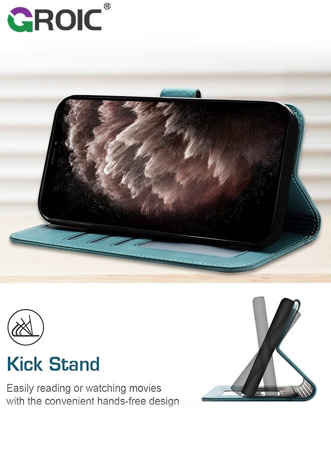 GROIC Case for iPhone 15 6.1 Inch Wallet with 1 Pack Camera Lens Protector, PU Leather Flip Folio Card Holders, Kickstand Function Shockproof Shell - Image 3