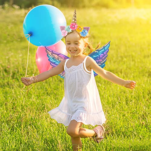 Creatoy Toddler Fairy-Wings Unicorn-Wings Dress Up for Girls with Unicorn Horn Headband Unicorn Accessories Princess Birthday Party Supplies Halloween Favors - Image 2