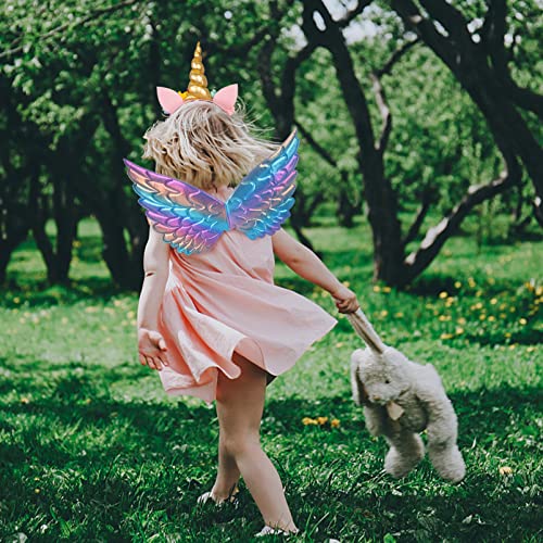Creatoy Toddler Fairy-Wings Unicorn-Wings Dress Up for Girls with Unicorn Horn Headband Unicorn Accessories Princess Birthday Party Supplies Halloween Favors - Image 3