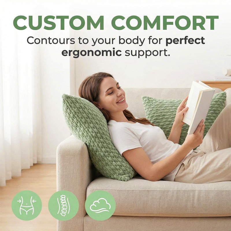 K KEVIN TEXTILE Kevin Textile 2 Packs Spring Decorative Throw Pillow Covers 16x16 Inch for Living Room Couch Bed Sofa Soft Striped Corduroy Square Cushion Case 40x40 cm Farmhouse Boho Home Decor Sage Green - Image 4