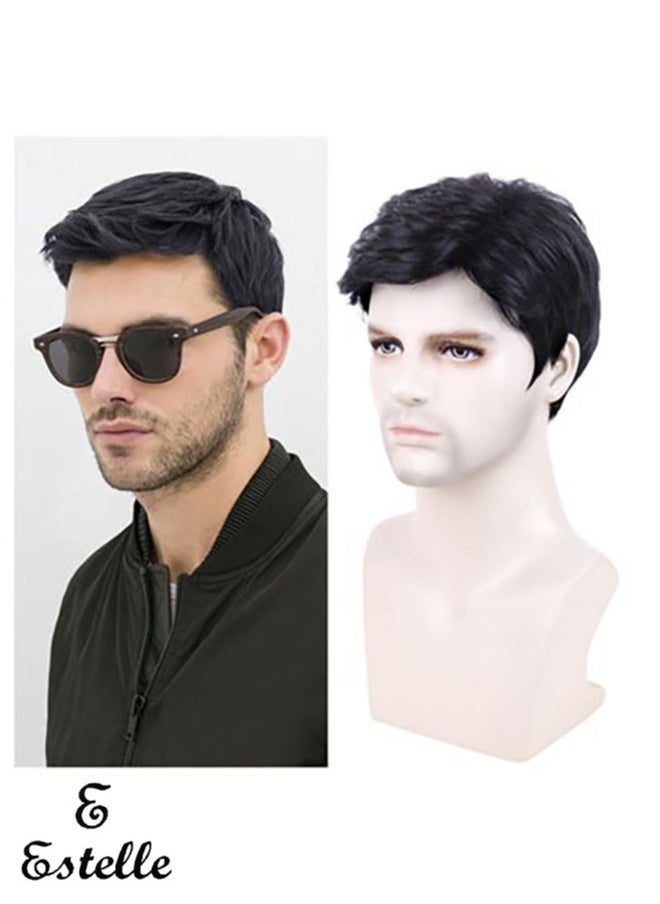 Estelle Men's Fluffy Wigs Mens Short Curly Fluffy Wig Natural Men Wig Synthetic Full Wigs (AZboy-c02)  - Image 1