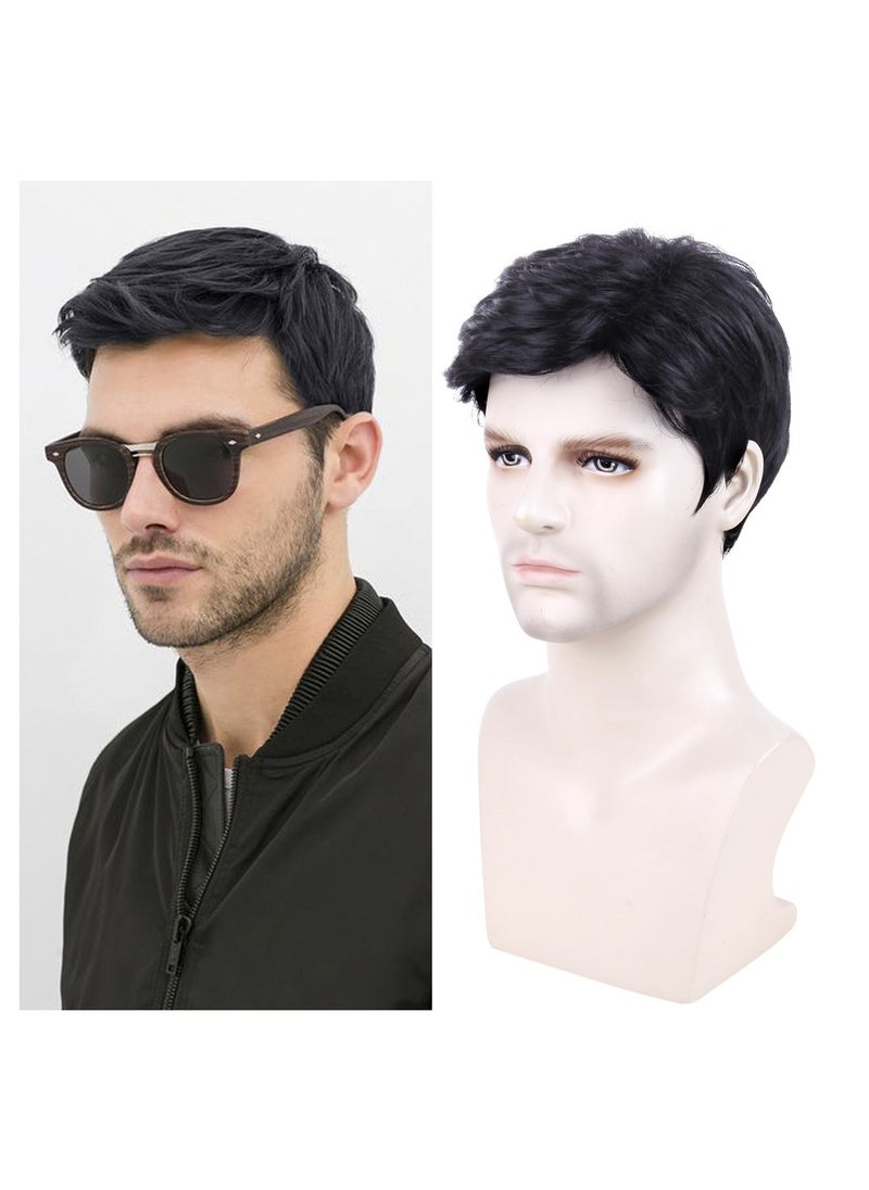 Estelle Men's Fluffy Wigs Mens Short Curly Fluffy Wig Natural Men Wig Synthetic Full Wigs (AZboy-c02)  - Image 2