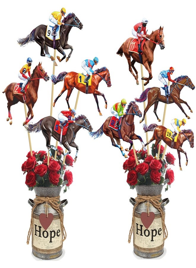 umoni Horse Racing Centerpiece Sticks 17 Pieces Horse Race Party Table Toppers Derby Day Decorations Racehorse Party Supplies for Run for The Roses Racing Birthday Party Decor - Image 1