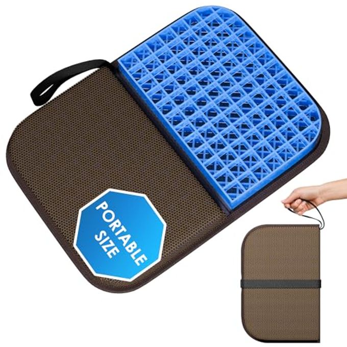WISIMMALL Gel Seat Cushion Portable Massage Travel Cushions, 14.5" x 10.5" Thick Foldable Seat Cushion for Car Office Chair Wheelchair Hip, Coccyx, Sciatica, Pressure Sores Tailbone Pain Relief - Image 1