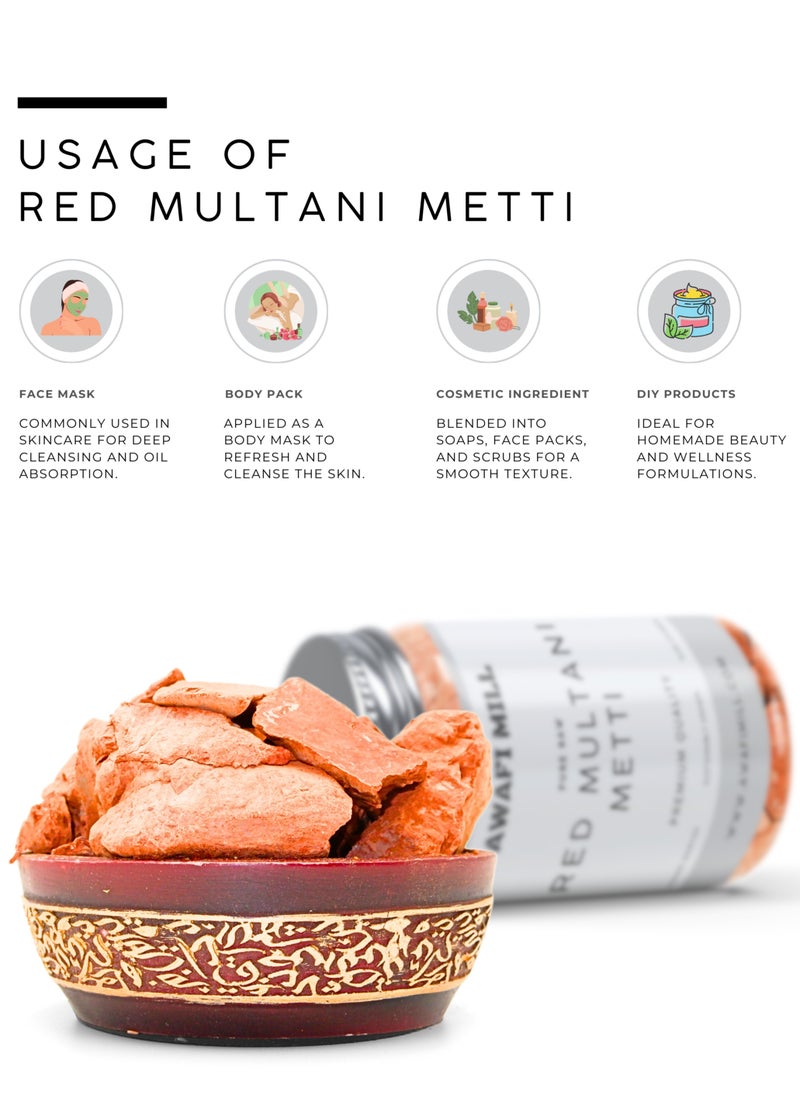 Awafi Mill AWAFI MILL Red Multani Mitti Chunks | Natural Clay Lumps | Deep Cleansing | For Skin & Face Packs  - Image 3