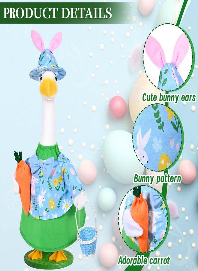 JcHrmers Easter Porch Goose Outfits, Cute Rabbit Porch Goose Clothes for 23" Cement Plastic Goose Statue for Outdoor Garden Lawn Yard Patio Decor - Image 2