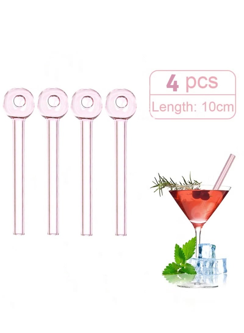 أربع قطع من المصاصات الزجاجية المقاومة للكسر - مصاصات شرب زجاجية متينة وقابلة لإعادة الاستخدام للمشروبات، العصائر، الأعشاب، والعصائر المخلوطة، بتصميم صديق للبيئة - Image 1