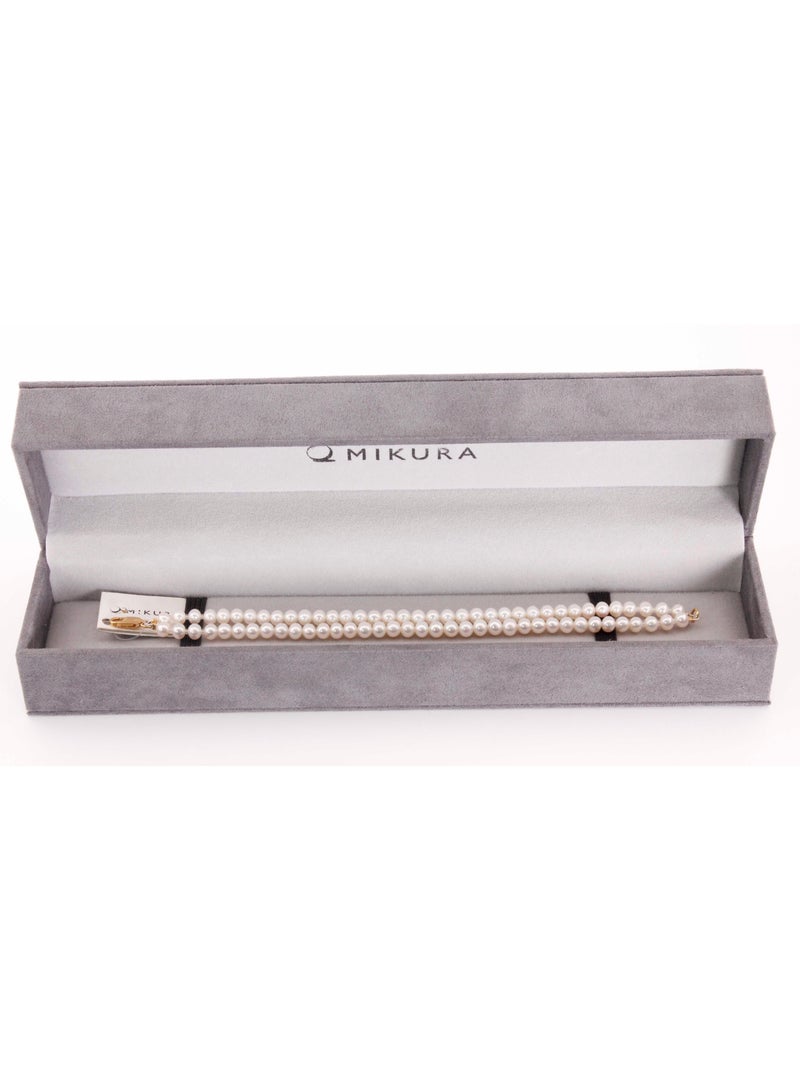 MIKURA Bracelet 2St 19Cm, Freshwater Pearls, A Quality, White Color, 5.5-5.0MM, 18KY - Image 2