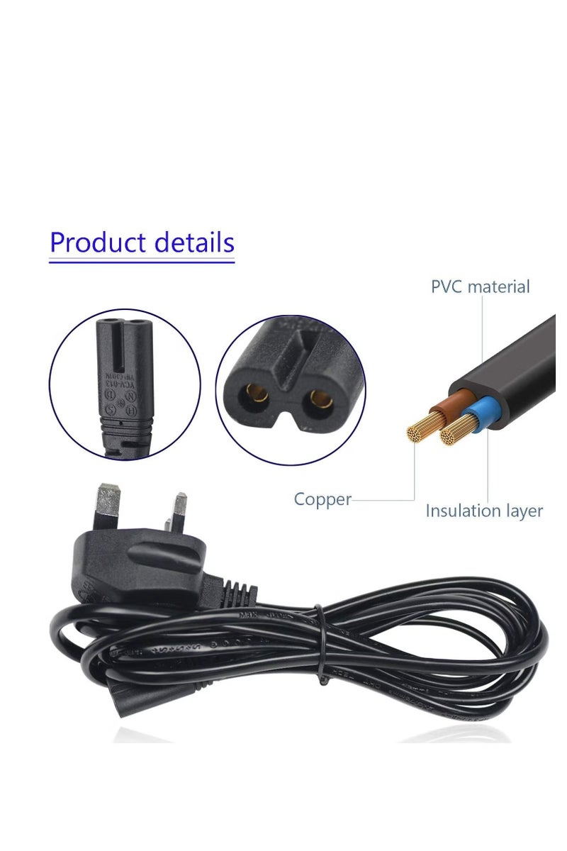 Coconut Power Cable Lead UK Plug to Figure 8 2 Pin Cord for Samsung Toshiba Philips LG Sony Panasonic LED Flat TV Sky Box XBOX One S PS5 PS4 Projector Camera Charger Cord 1.5 M Length - Image 3