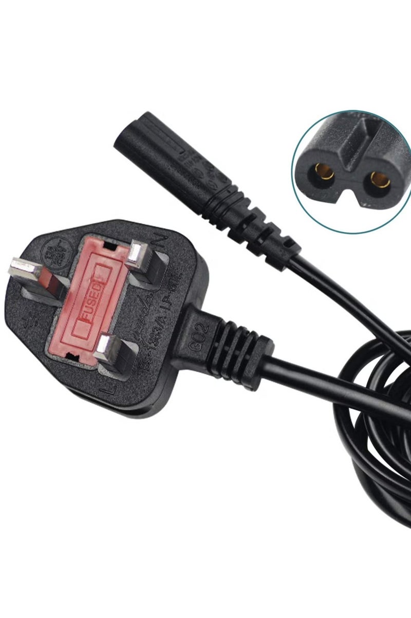 Coconut Power Cable Lead UK Plug to Figure 8 2 Pin Cord for Samsung Toshiba Philips LG Sony Panasonic LED Flat TV Sky Box XBOX One S PS5 PS4 Projector Camera Charger Cord 1.5 M Length - Image 1