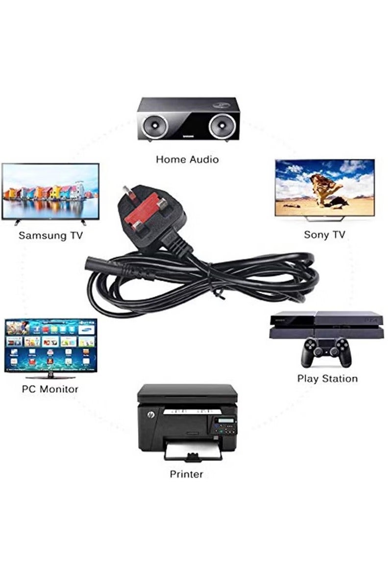 Coconut Power Cable Lead UK Plug to Figure 8 2 Pin Cord for Samsung Toshiba Philips LG Sony Panasonic LED Flat TV Sky Box XBOX One S PS5 PS4 Projector Camera Charger Cord 1.5 M Length - Image 5