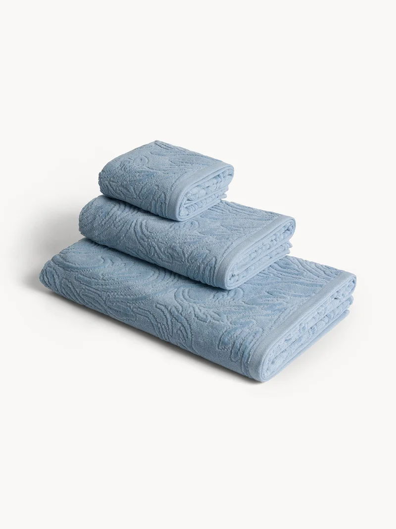 Coincasa Coincasa-Cotton Velour Towel Damask Work-Hand Towels-40X55cm-Blue
