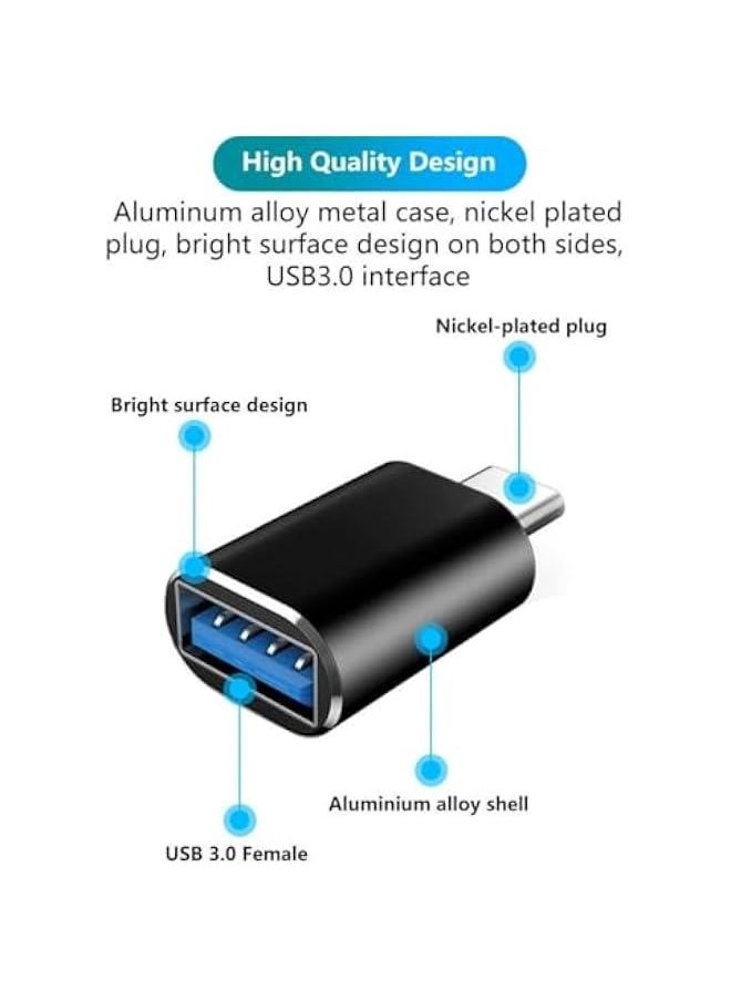 Generic - USB C to USB Adapter (2pcs),Type C to USB 3.0 OTG Adapter Cpatible for Samsung S24 Ultra Series，USB C Female to USB Male Adapte for iPhone 15 Pro Max for iPad,MacBook (Black) - Image 1
