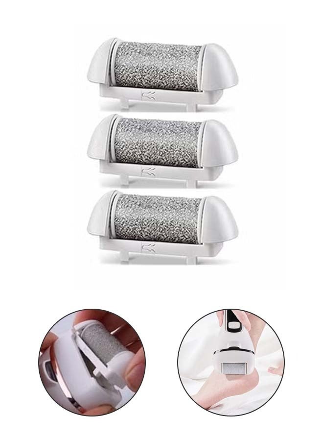 White 3 PCS electric exfoliating roller head, 3 different scrub coarseness, washable - Image 1