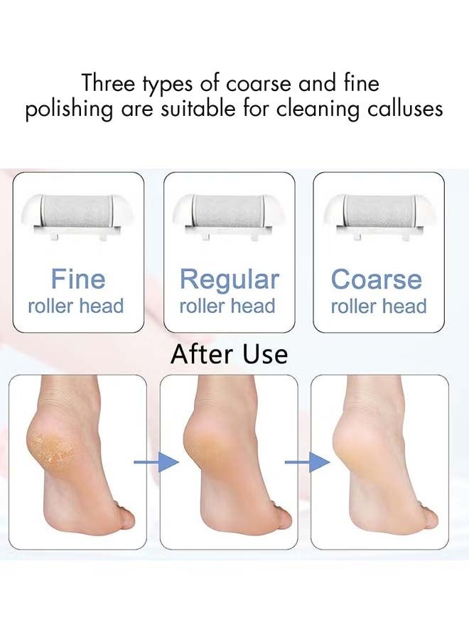 White 3 PCS electric exfoliating roller head, 3 different scrub coarseness, washable - Image 2