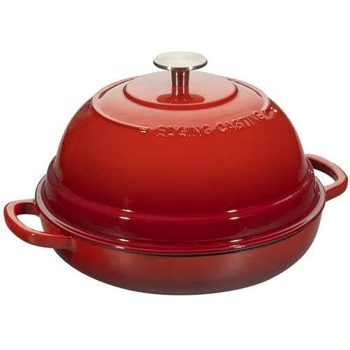 EDGING CASTING Enameled Cast Iron Dutch Oven Pot with Lid, Round Bread Oven for Homemade Sourdough Bread Baking, 6 Quart, Red - Image 4