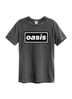 AMPLIFIED Oasis Logo Vintage T-Shirt Charcoal Grey  - Image 1