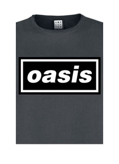 AMPLIFIED Oasis Logo Vintage T-Shirt Charcoal Grey  - Image 2