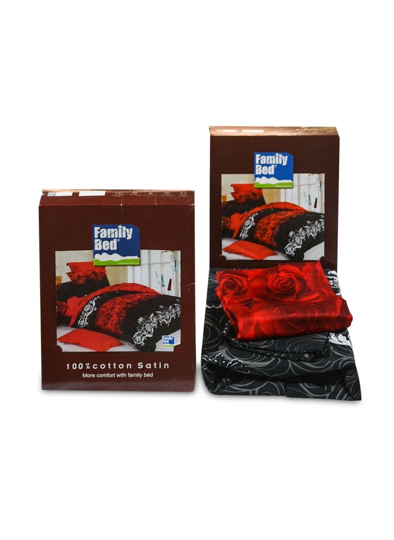 Family Bed - stic Bed sheet satin cotton 4 pieces size 180 x 200 cm Model 4011 from Family Bed - Image 1