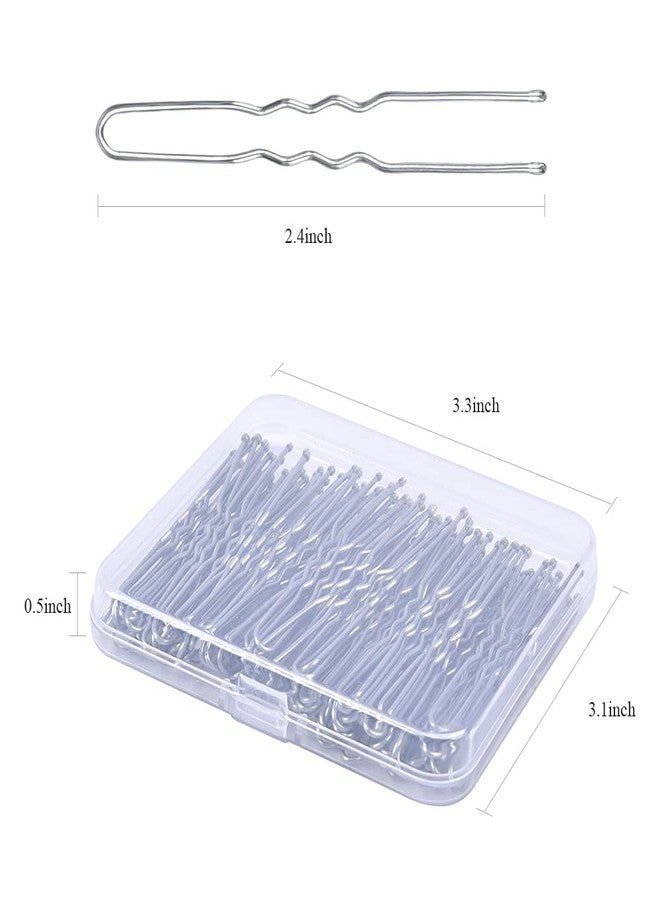 IKOCO U Shaped Hair Pins, IKOCO 2.4inch Hair Pins for Women with Storage Box, Silver - Image 2