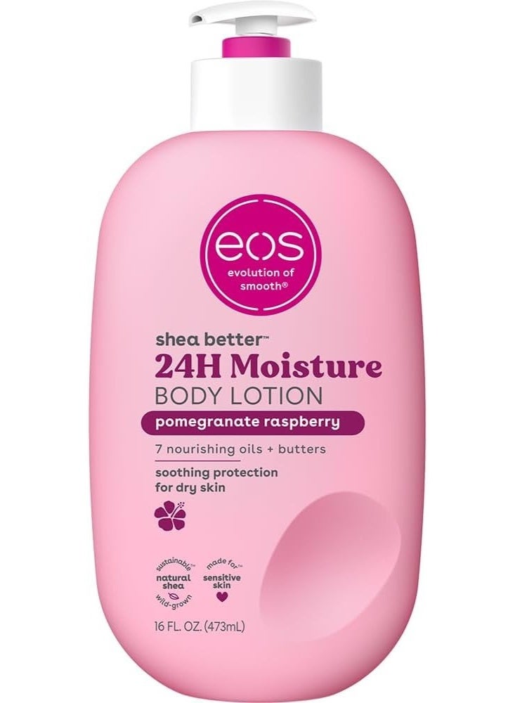 eos Shea Better Body Lotion- Pomegranate Raspberry, 24-Hour Moisture Skin Care, Lightweight & Non-Greasy, Made with Natural Shea, Vegan, 16 fl oz - Image 1