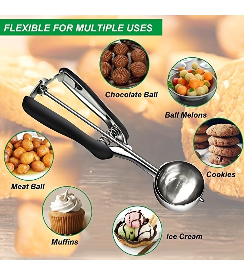 Stainless Steel Cookie Dough Spoon Set With 1.57 Inch Scoop For Baking - Image 2
