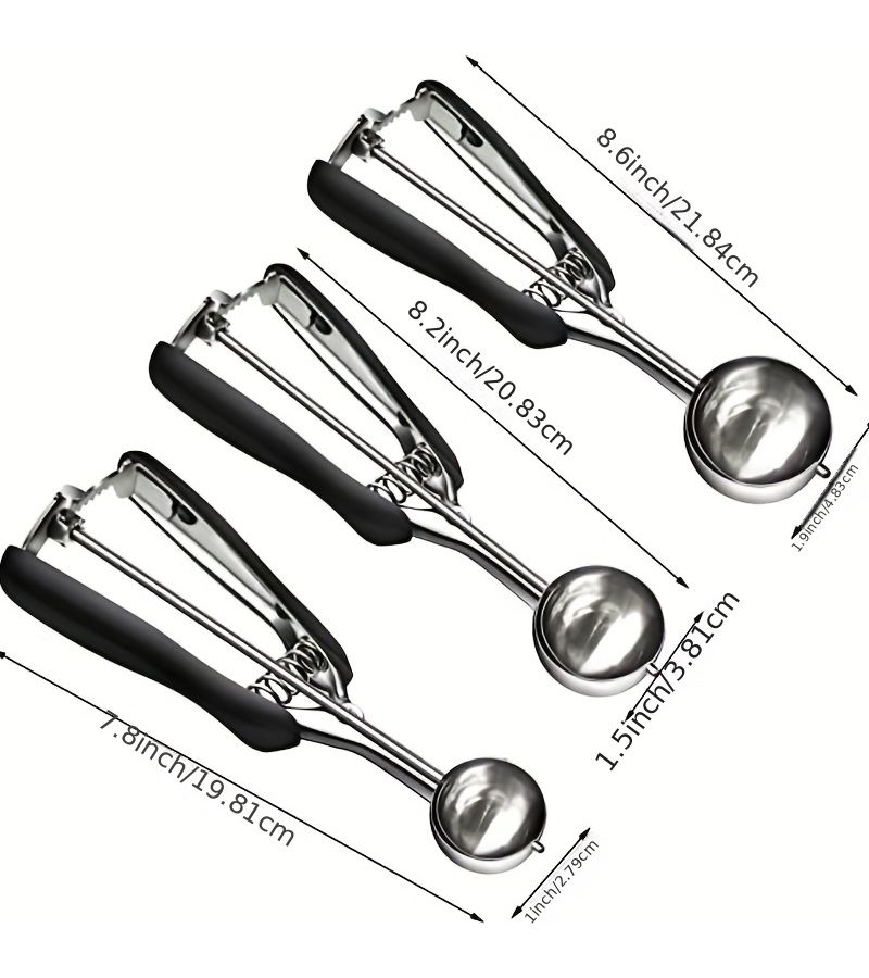 Stainless Steel Cookie Dough Spoon Set With 1.57 Inch Scoop For Baking - Image 4