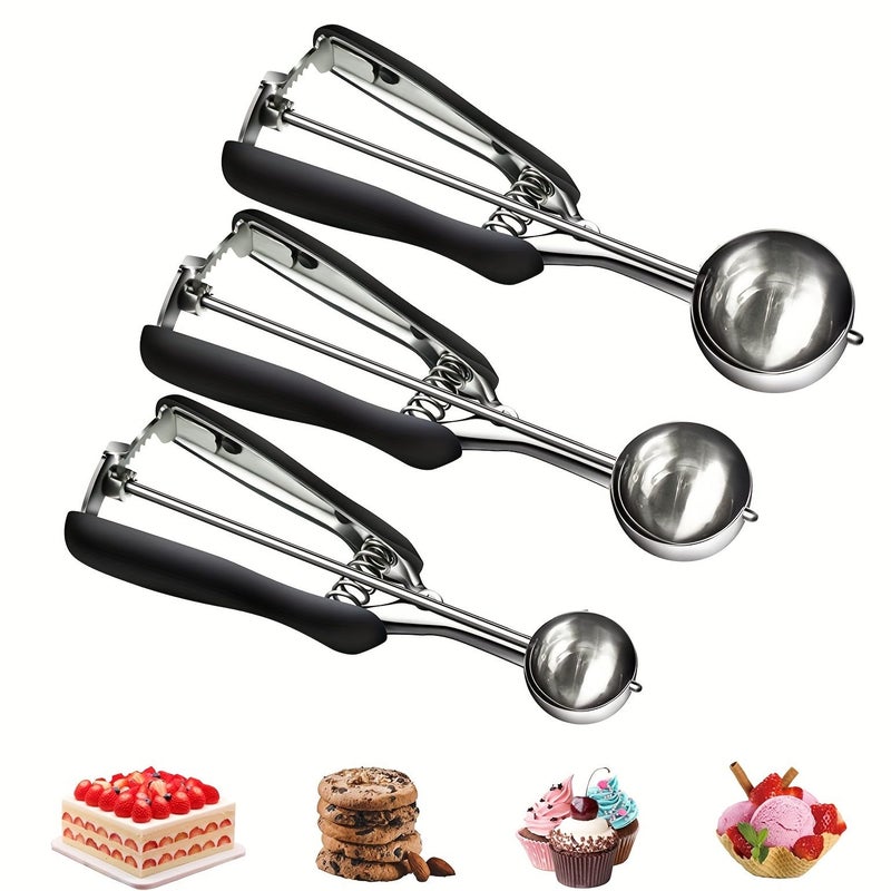 Stainless Steel Cookie Dough Spoon Set With 1.57 Inch Scoop For Baking - Image 1