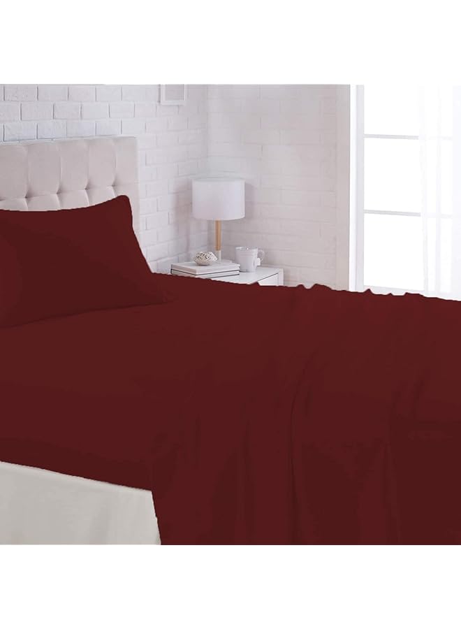 iBed Home Fitted Sheet 2Pcs Set Cotton 144 Thread Count Single Size Maroon Twin Single Red