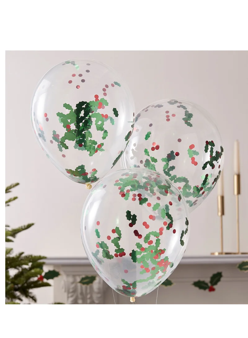 Ginger Ray Holly And Berries Confetti Party Balloons