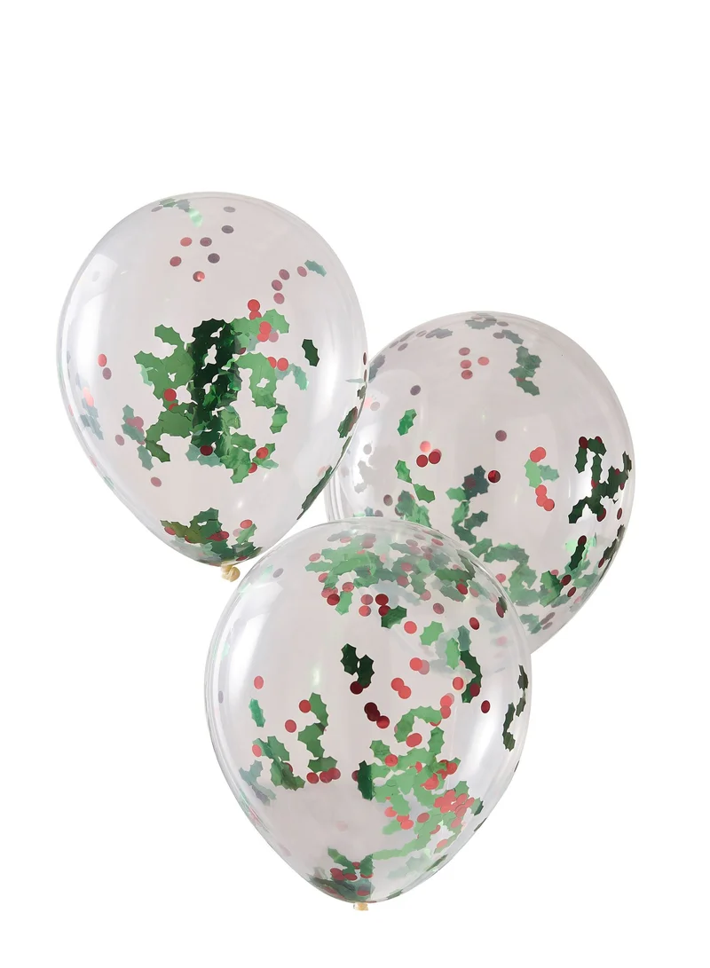 Ginger Ray Holly And Berries Confetti Party Balloons