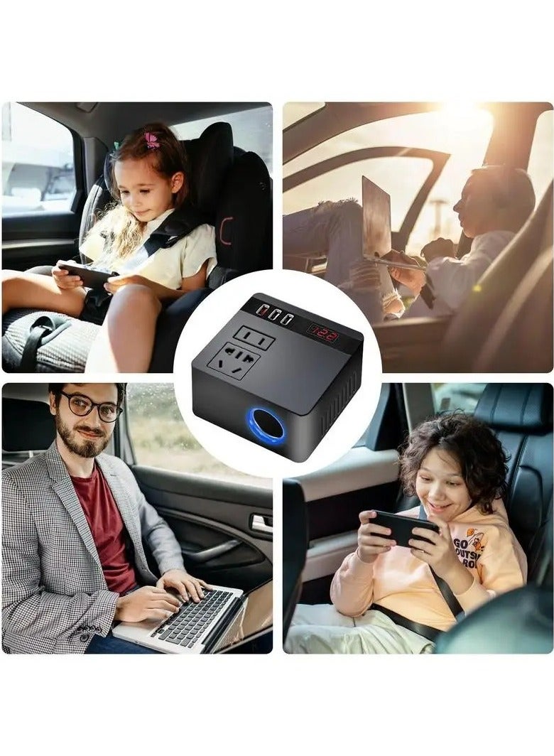 AROAQ 150W Car Power Inverter 12V/24V To 220V Cigarette Lighter Power Supply Inverter Adapter With 3 USB Fast Charging Converter - Image 3