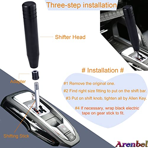 Arenbel 7" Polished Aluminum Car Gear Stick Lever Shift Long Handle Weighted Shifter Knob Fit Most Manual Automatic Vehicles, Silver - Image 4