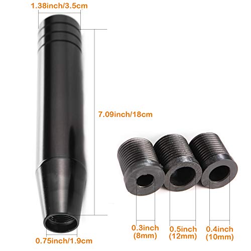 Arenbel 7" Polished Aluminum Car Gear Stick Lever Shift Long Handle Weighted Shifter Knob Fit Most Manual Automatic Vehicles, Silver - Image 3