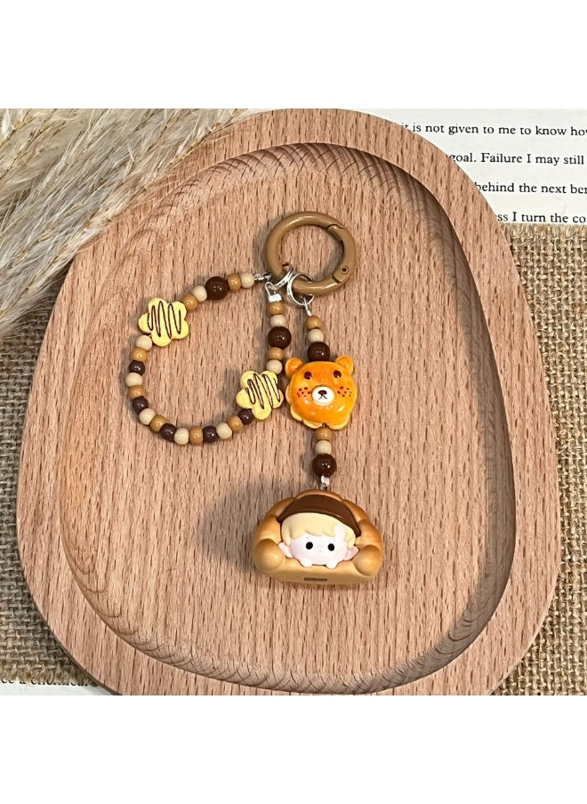 NIBEMINENT Phone Charm/ Chain Strap for Women Girls, Mei Li Roasted Bread Cell Phone Case Lanyard Wrist Strap 
