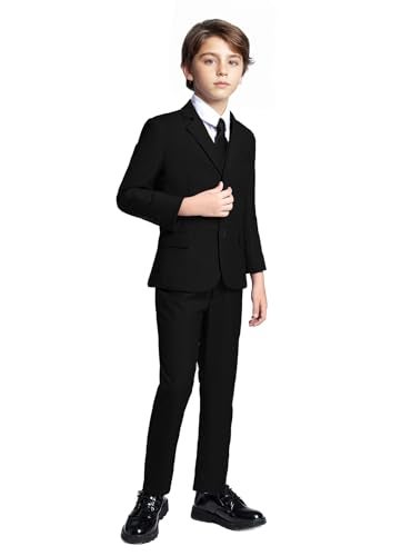 Addneo Boys Black Suit for Toddler Silm Fit Suits Toddler Ring Bearer Outfit for Boys Size 10 - Image 2