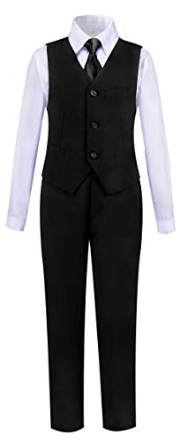 Addneo Boys Black Suit for Toddler Silm Fit Suits Toddler Ring Bearer Outfit for Boys Size 10 - Image 5