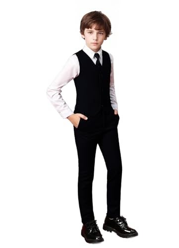 Addneo Boys Black Suit for Toddler Silm Fit Suits Toddler Ring Bearer Outfit for Boys Size 10 - Image 3
