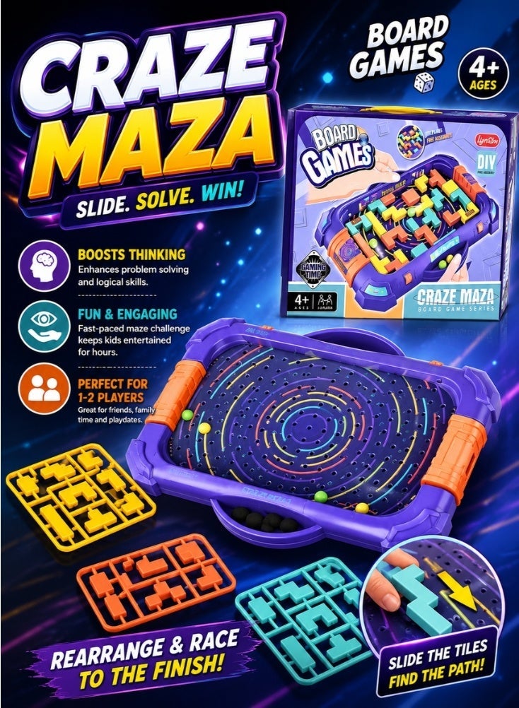CRAZE Magnetic Maze Logic Board Game for Kids – Brain Teaser Puzzle Toy with Colorful Paths & Shapes, STEM Learning Activity Toy - Image 1