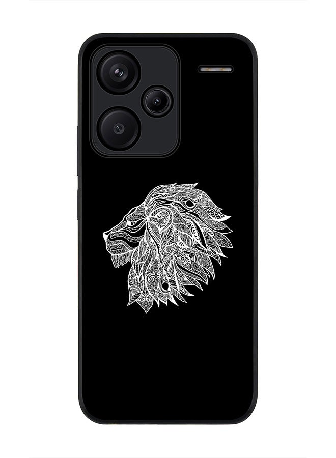 Stylizedd حافظة حواف سوداء متينة لهاتف Xiaomi Redmi Note 13 Pro Plus، حافظة رفيعة مرنة مضادة للسقوط من TPU جل رقيق - تصميم أسد تجريدي - Image 1